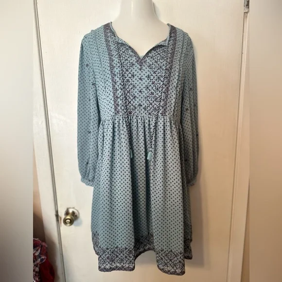 NWT Lucky Brand Blue&Black medium dress - Picture 1 of 7
